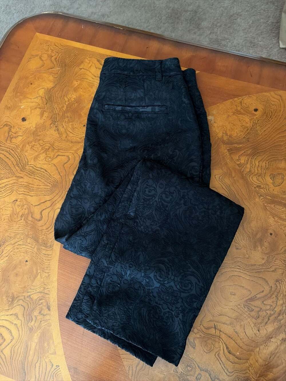 Women’s Chico's Black Jacquard Paisley Pattern Trouser Pants